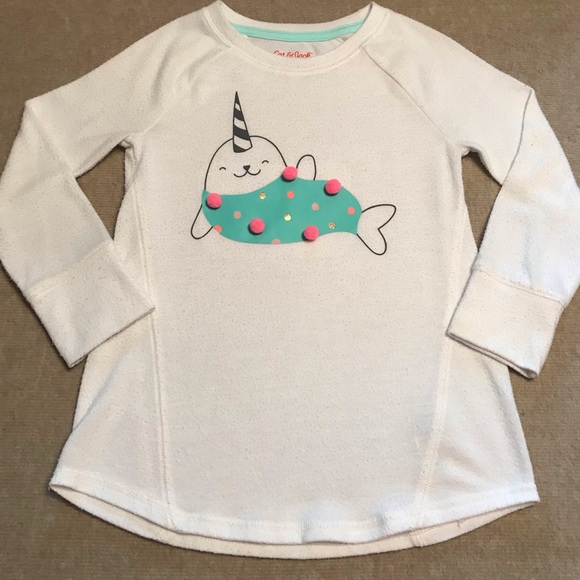 Cat & Jack White LS Graphic Blouse 
4 / 5 XS Extra Small 
Seal with Pink Tassels - Picture 8 of 15